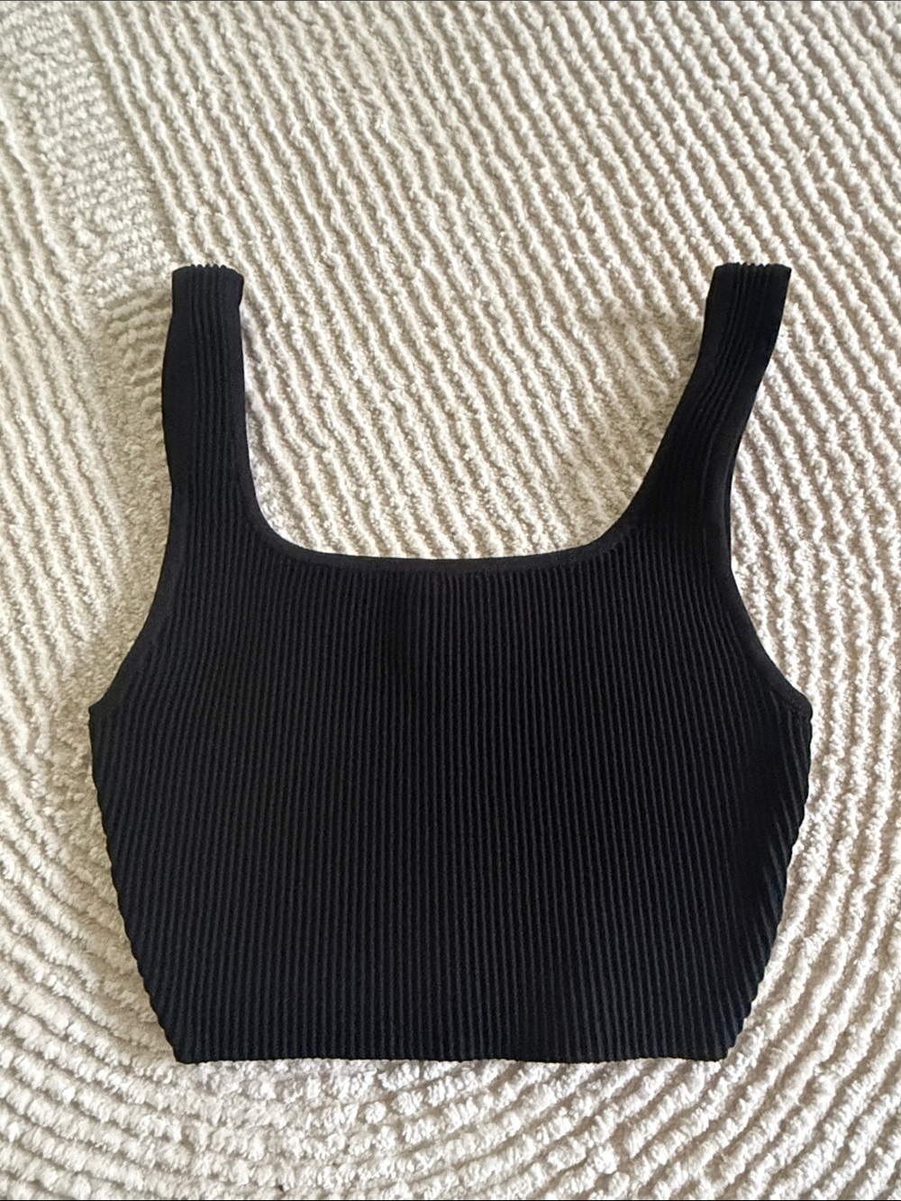 Aritzia Babaton Black Ribbed Square-Neck Crop Tank